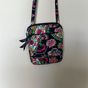 Vera Bradley small purse, crossover, navy and pink paisley